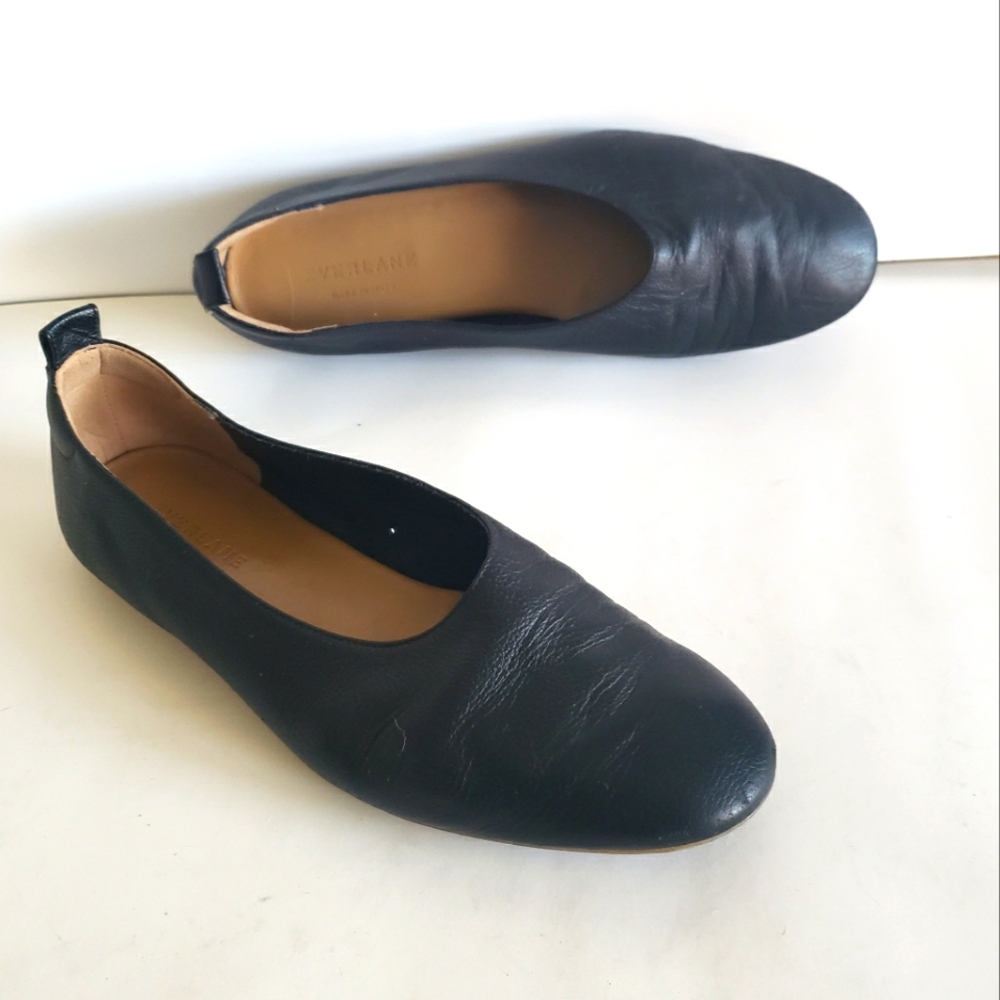Everlane Italy The Day Glove Narrow Fit Black Leather Ballet Flats sz 7.5